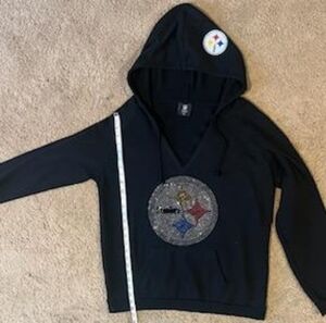 Black Steelers hoodie with rhinestones